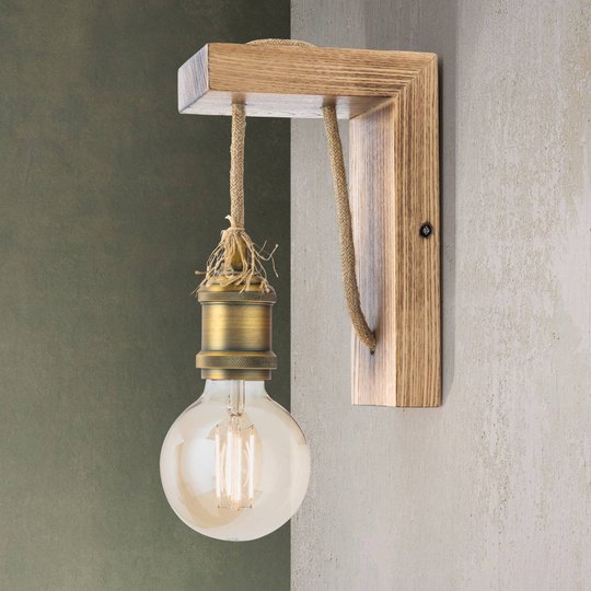 Vägglampa Bassena av ljust trä