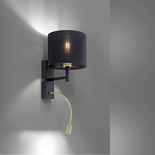 Paul Neuhaus Robin vägglampa med läsarm, svart