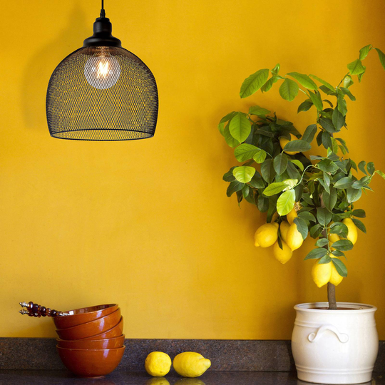Hänglampa Mesh, 1 lampa, svart, Ø 28 cm