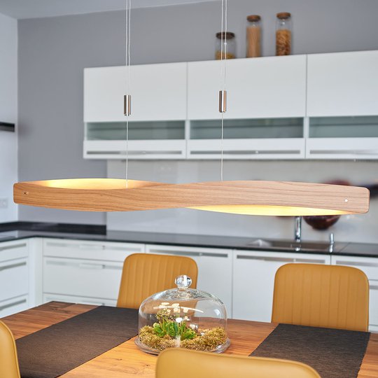 Lian fanerad med äkta ek-trä, LED-taklampa