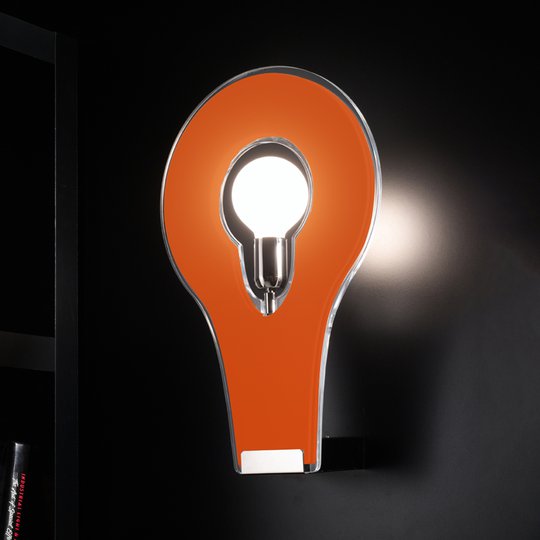 Orange, modern vägglampa Flat 50
