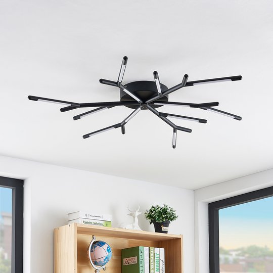 Lucande Cuerno LED-taklampa i svartvitt