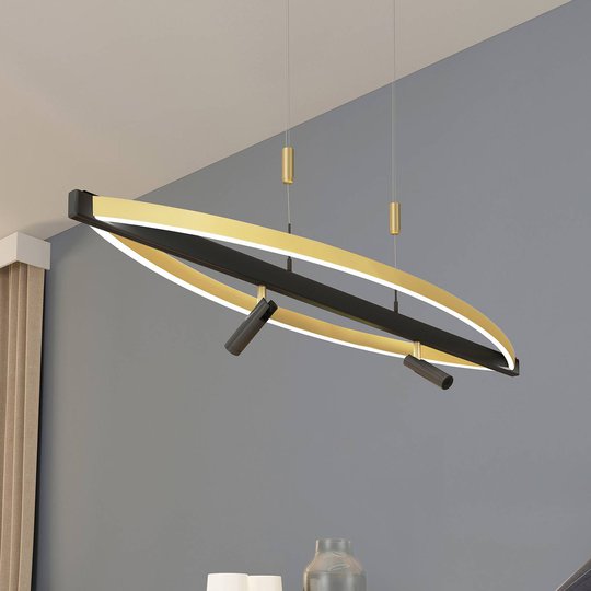 Lucande Matwei LED-hänglampa, oval, mässing