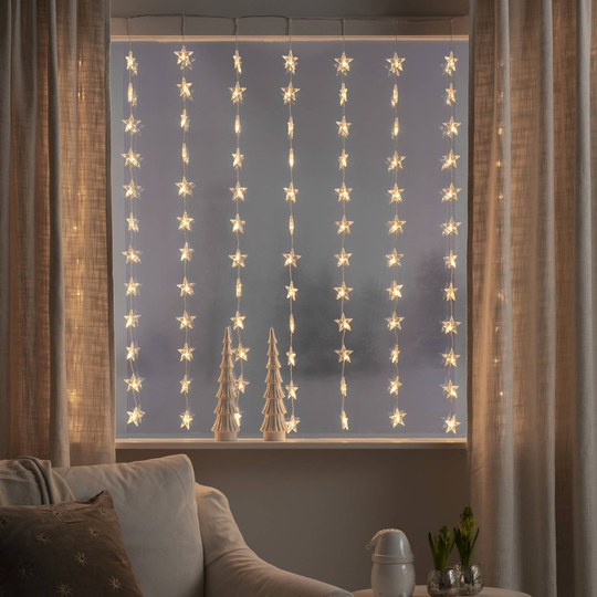 LED-ljusgardin Stjärnor 120 lampor, varmvit