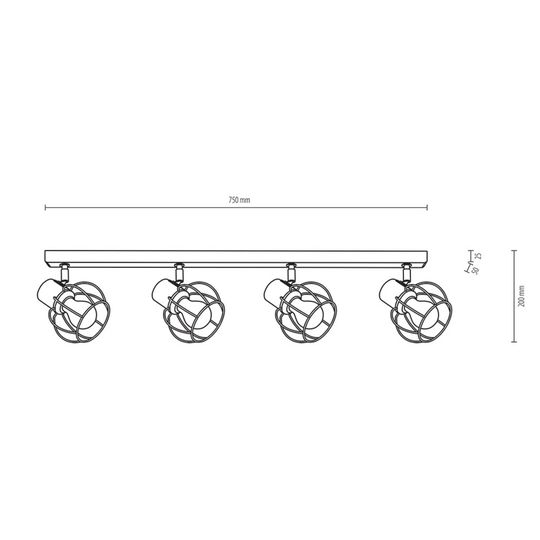 Envolight Fence taklampa, metall/trä, 4 lampor