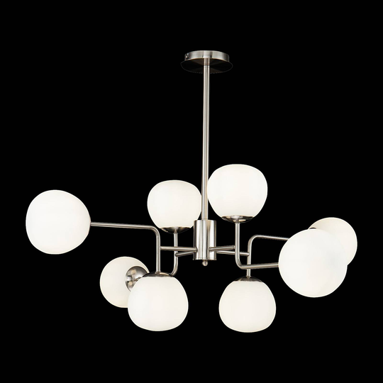 Maytoni Erich hänglampa 8 lampor nickel/vit