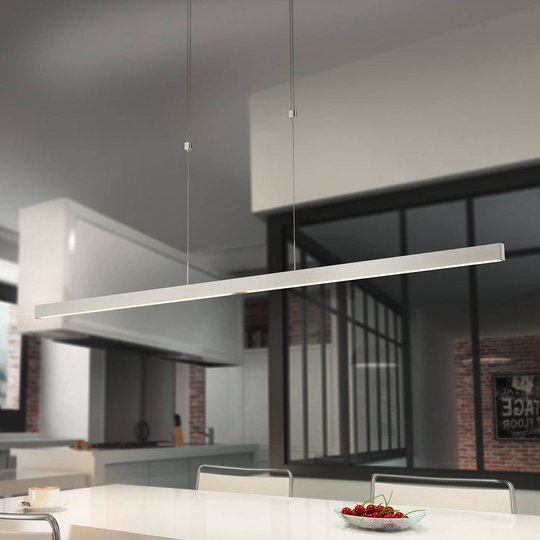 LED-hänglampa Pia gestsensor nickel matt 128 cm
