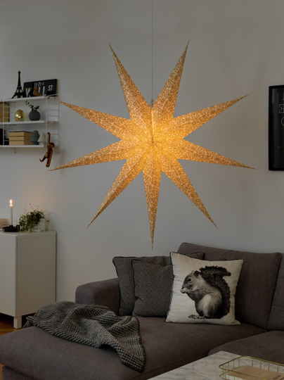 Pappersstjärna vit/guld 115cm (Guld)