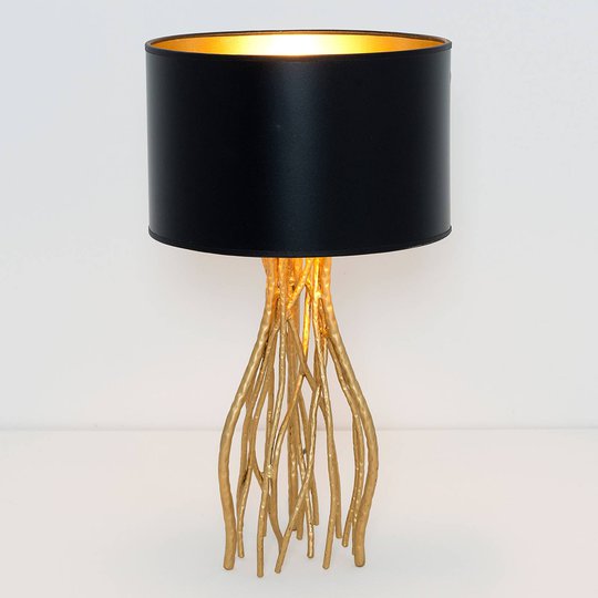 Svart bordslampa Capri, rund, höjd 44 cm