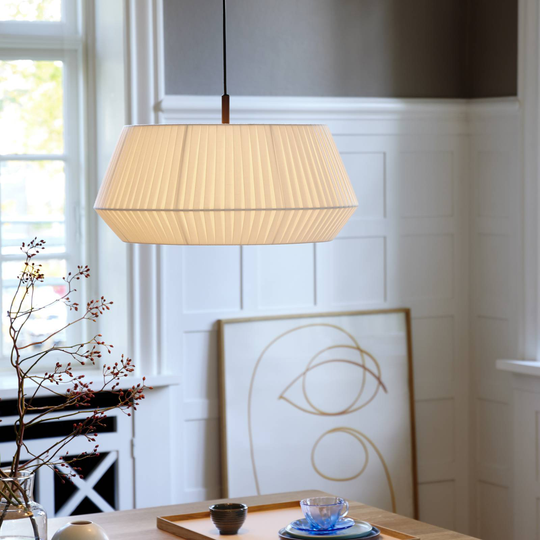 Hänglampa Dicte, handbunden, Ø 53 cm, bärnsten