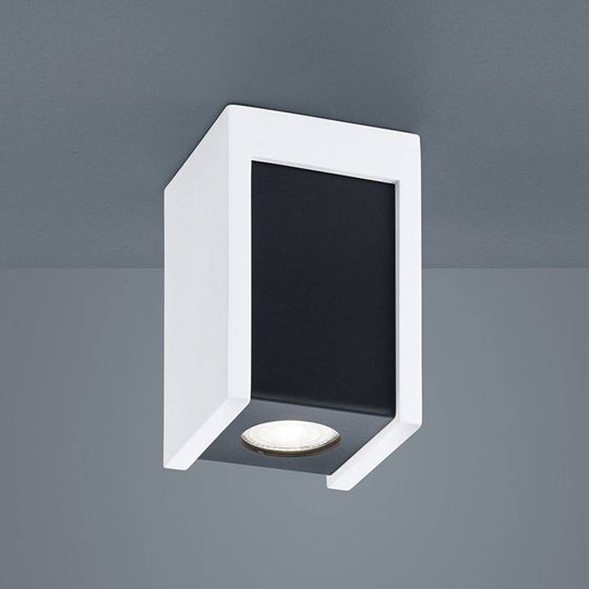 Helestra Pont downlight kantig, gips, svart inuti