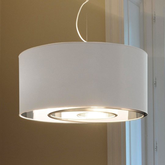 Oluce Circles - hänglampa, 65 cm, vit silver