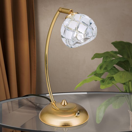 Blykristallbordslampa Maderno, guld