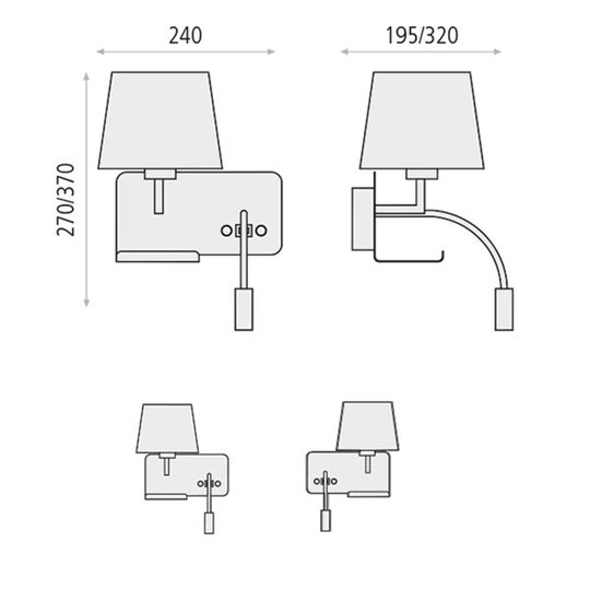 Vägglampa Hold höger, inkl. läsarm, USB-port