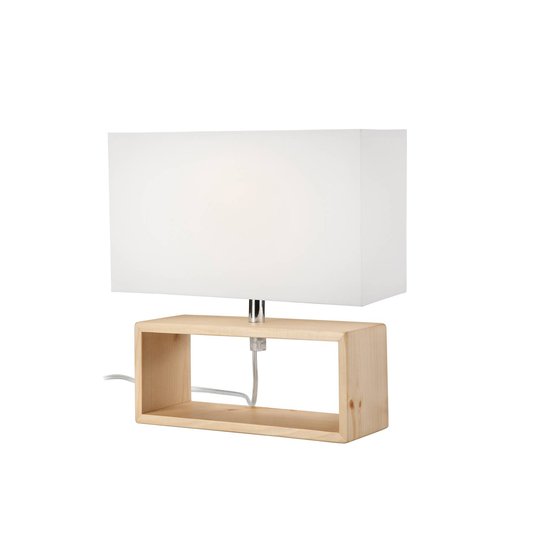 Bordslampa Faxa, rektangulär form, natur/vit