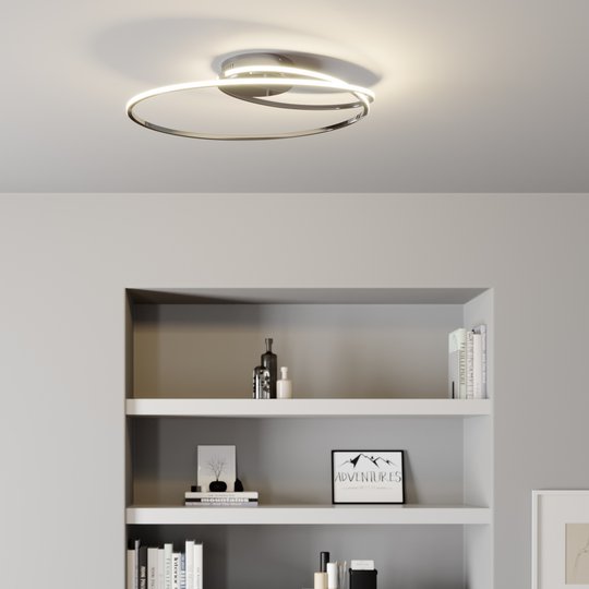 Lindby Xenias LED-taklampa, krom, 60x35 cm