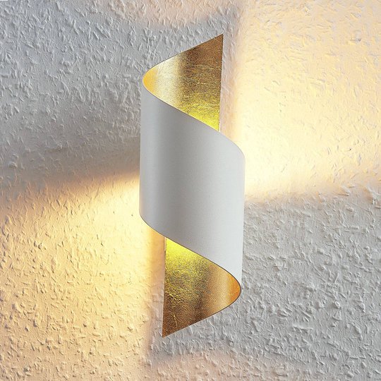 LED-vägglampa Desirio i metall, vit-guld