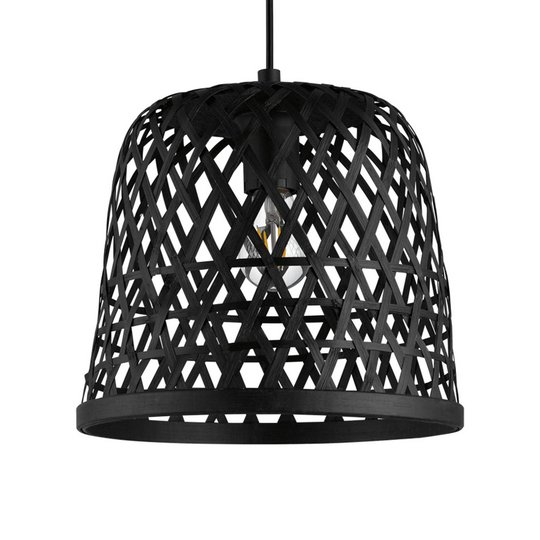 Hänglampa Kirkcolm med träskärm 30 cm, svart