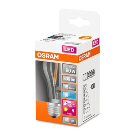 OSRAM LED-lampa E27 6,5 W 840 klar dagsljussensor