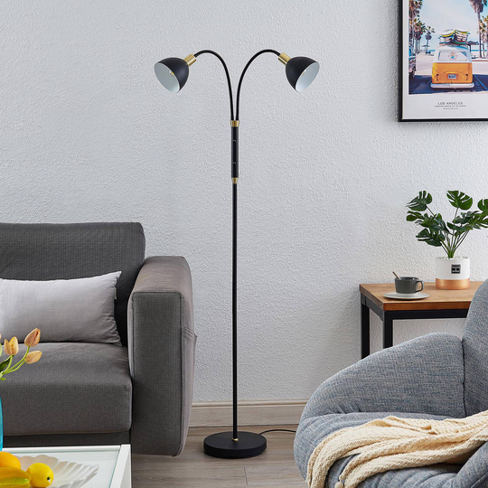 Lindby Genora golvlampa i svart, 2 lampor
