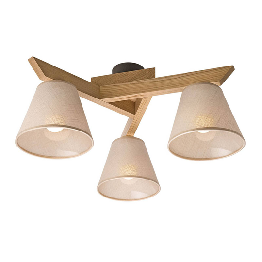 Taklampa Suecia 3 lampor rund ek natur/beige