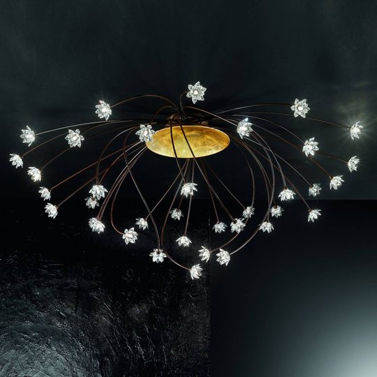 Imponerande kristall-taklampa Fiorella, 190 cm