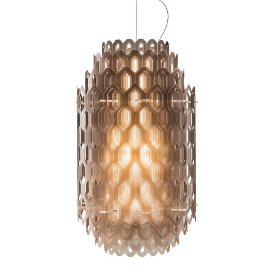Orange-brun designertaklampa Chantal med LED