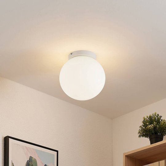 Lindby Meriala taklampa vit, glas Ø 25 cm