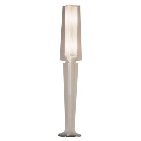 Vitt satinerad, vacker golvlampa Dea