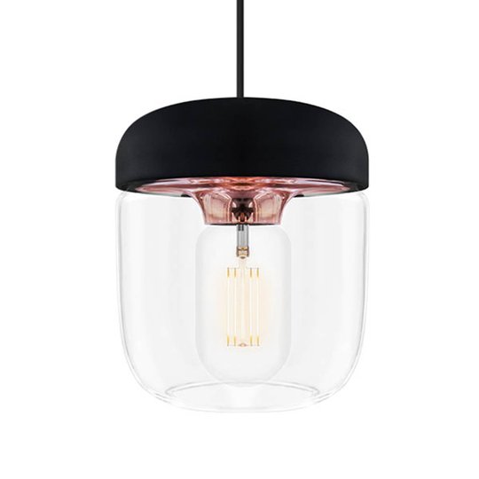 Modern pendellampa Acorn, svart och koppar