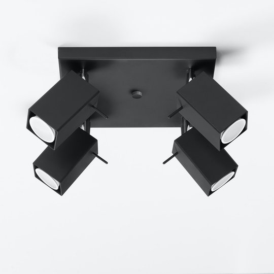 Takspotlight Square, svart 4 lampor kvadrat