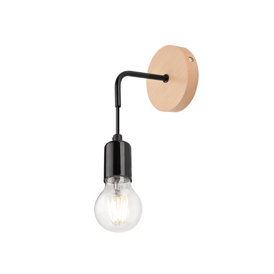 Vägglampa Parc med ett uttag, svart