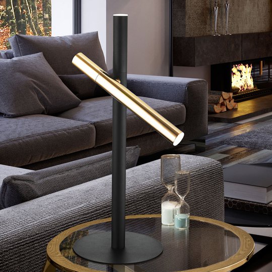 LED-bordslampa Varas, svart/guld, 2 lampor