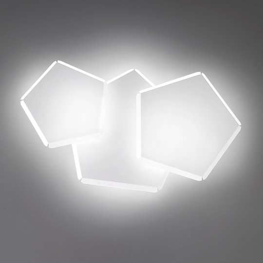 LED-vägglampa Pleiadi i vitt, 3 lampor