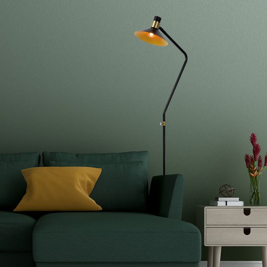Golvlampa Pepijn i svart och guld, 1 lampa