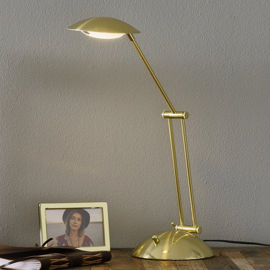 Justerbar LED-bordslampa Calcio i matt mässing