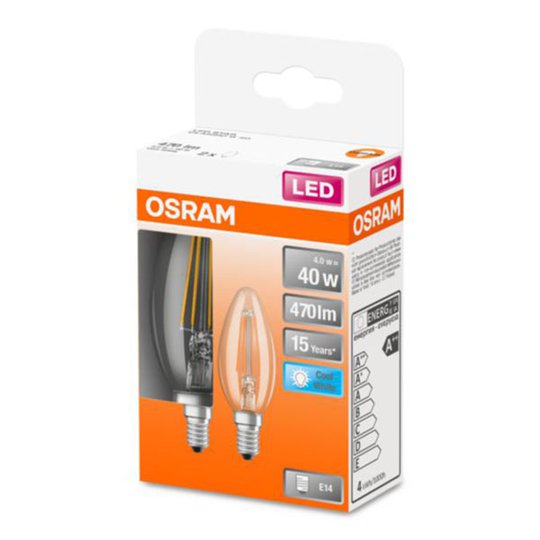 OSRAM Classic B LED-lampa E14 4 W 4 000 K 2-pack