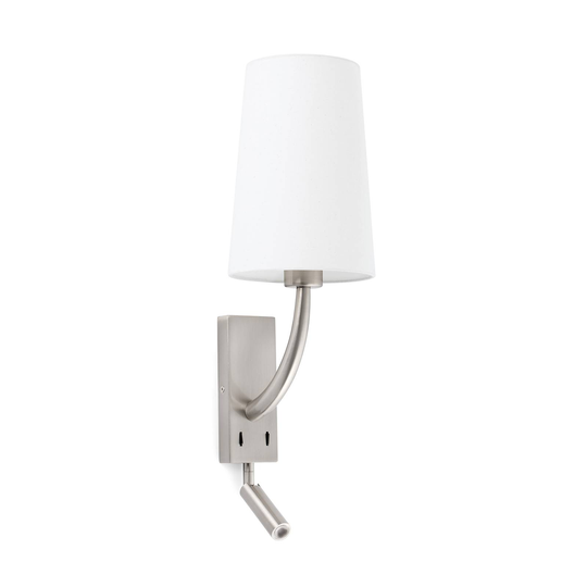 Vägglampa Rem med LED-läslampa, vit/nickel