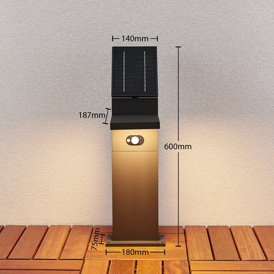 LED-gånglampa Silvan, solcell med sensor, 60 cm