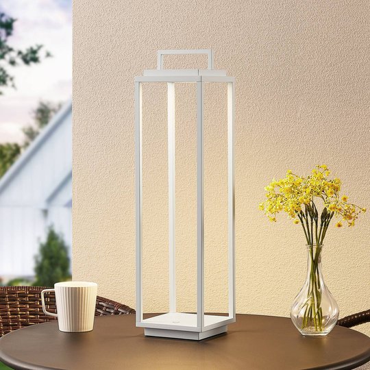 Lucande Elaja LED-utomhuslykta, USB, vit