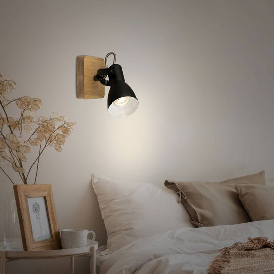 Takspotlight Arbo med träelement, 1 lampa