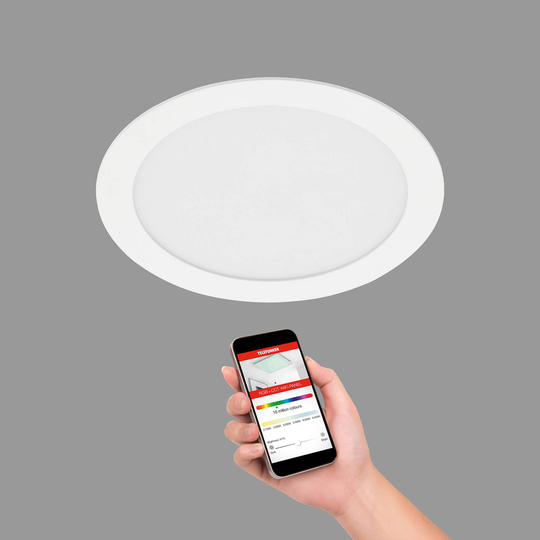 LED-inbyggnadslampa Virgo, RGBW, vit, Ø 22,5 cm