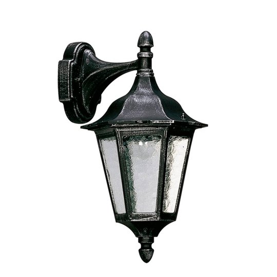 Utomhusvägglampa 1819 hängande, svart-silver