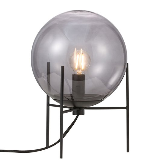 Bordslampa Alton med rökgrå glasskärm