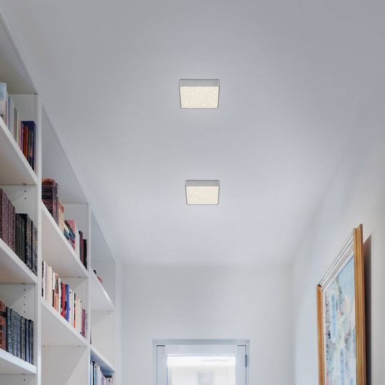 LED-taklampa Flame Star, 15,7 x 15,7 cm, silver