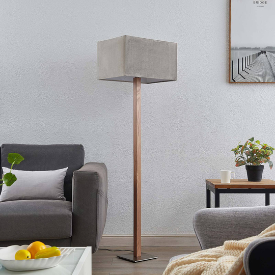 Lucande Heily golvlampa, kantig, grå
