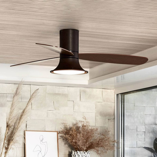 Takfläkt Flusso med LED-lampa, brons