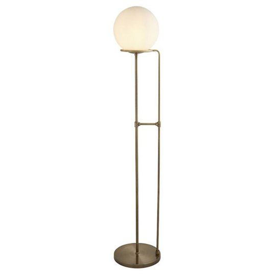 Golvlampa Sphere in mässing antik med glaskula