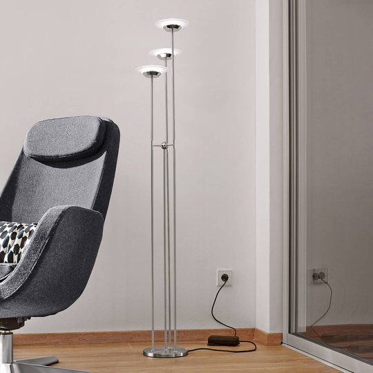 B+M LEUCHTEN Astra LED-golvlampa, nickel