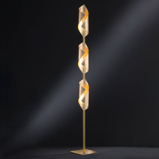 LED-golvlampa Safira i blänkande guld